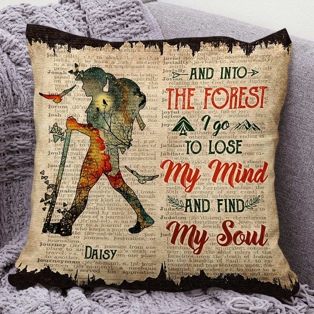 Personalized Into The Forest I Go Pillow, Gift For Camping Lover AD