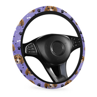 Thumbnail for Custom Face With Paws Dog Cat Car Steering Wheel Cover, Pet Lover Gift FC