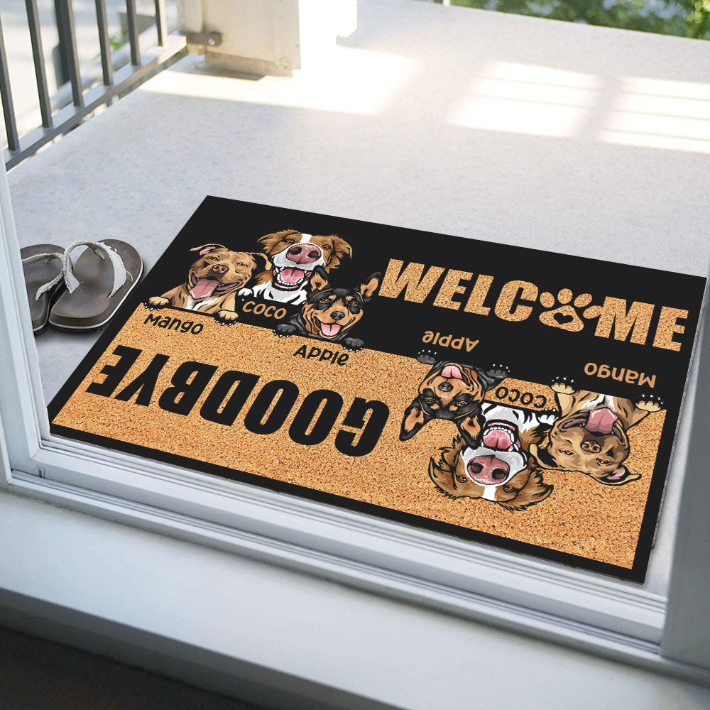 Custom Welcome Goodbye Dog Doormat, DIY Home Decor AB