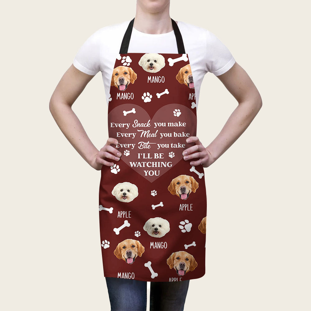 Personalized I'll Be Watching You Dog Cat Face Apron, Gift For Cooking Lover AI