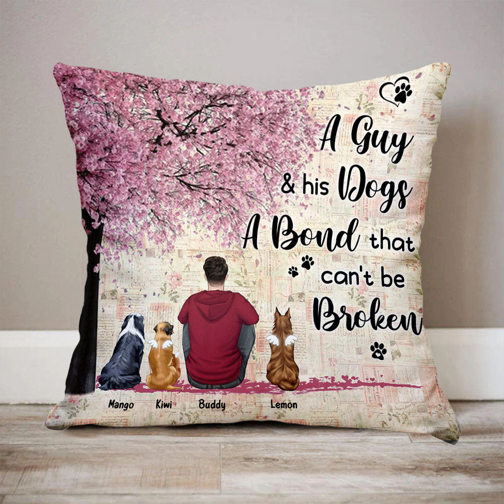 Personalized A Girl & Her Dog A Bond That Can't Be Broken Pillow, Gift For Dog Mom Dog Dad AD