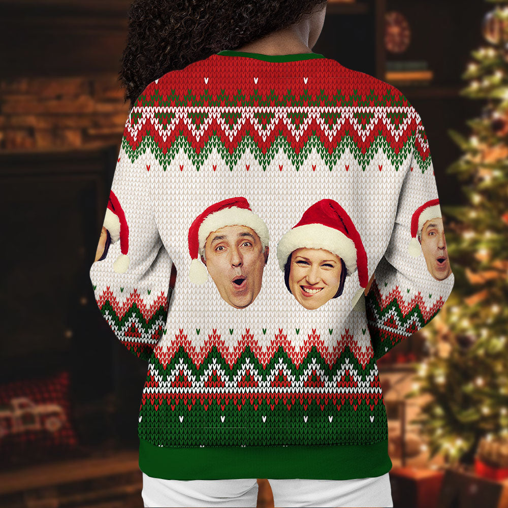 Annoying Each Other Custom Couple Face Ugly Christmas Sweatshirt Gift For Lovers, All-Over-Print Sweatshirt AB