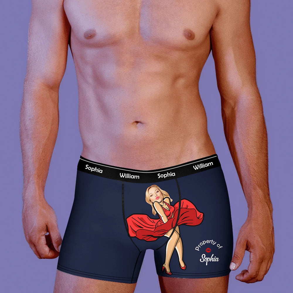 Upload Face Photo Cartoon Girl Men's Boxer Briefs, Gift For Him AI