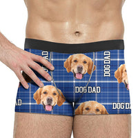 Thumbnail for Custom Buffalo Plaid Photo Dog Cat Men's Boxer Briefs, Gift For Him AI