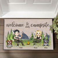 Thumbnail for Personalized Happy Campers Husband Wife And Dogs House Doormat, Gift For Camping Couple AB