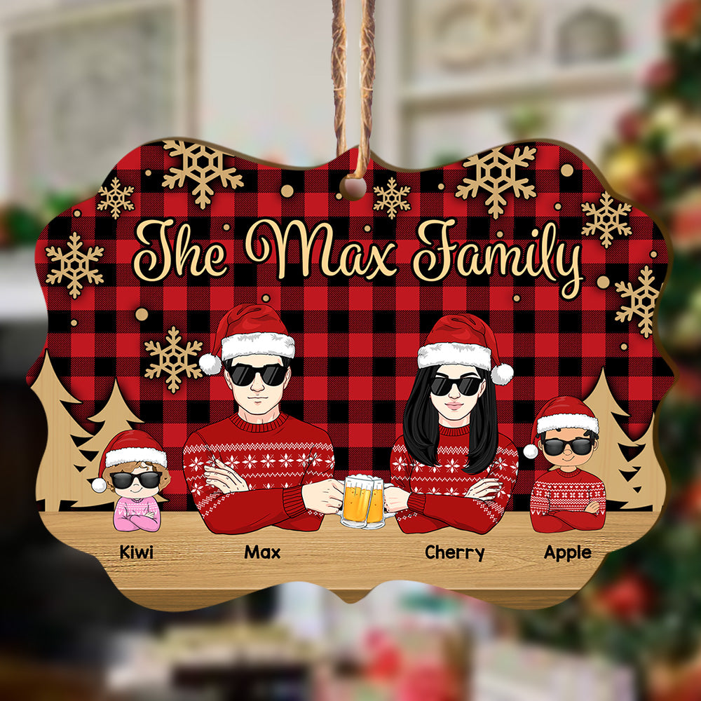 Personalized Family Members Christmas Printed Wood Ornament, Customized Holiday Ornament AE