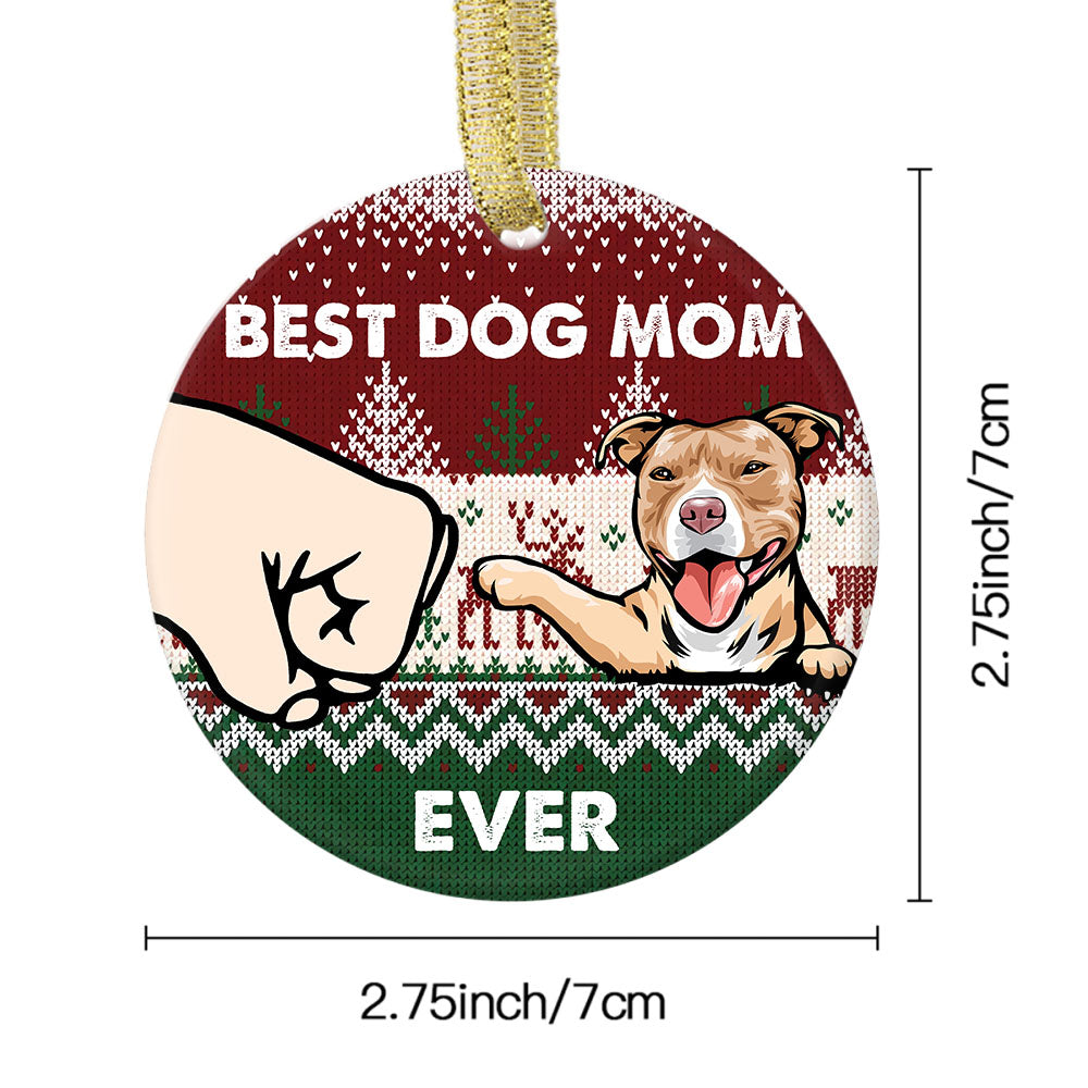 Personalized Best Dog Dad Ever Christmas Ceramic Ornament, Personalized Decorative Ornament AE