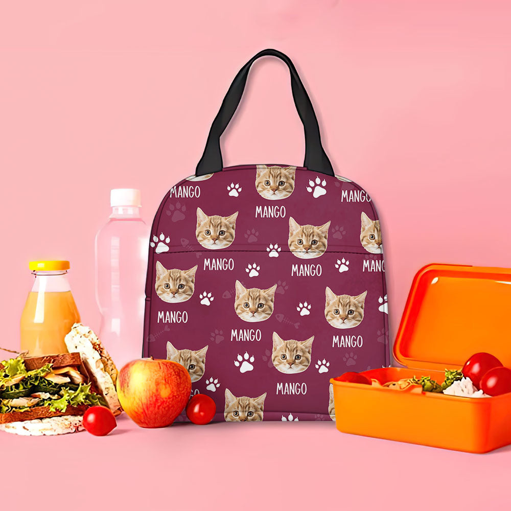 Custom Paws With Dog Cat Photo Lunch Bag, Pet Lover Gift AI