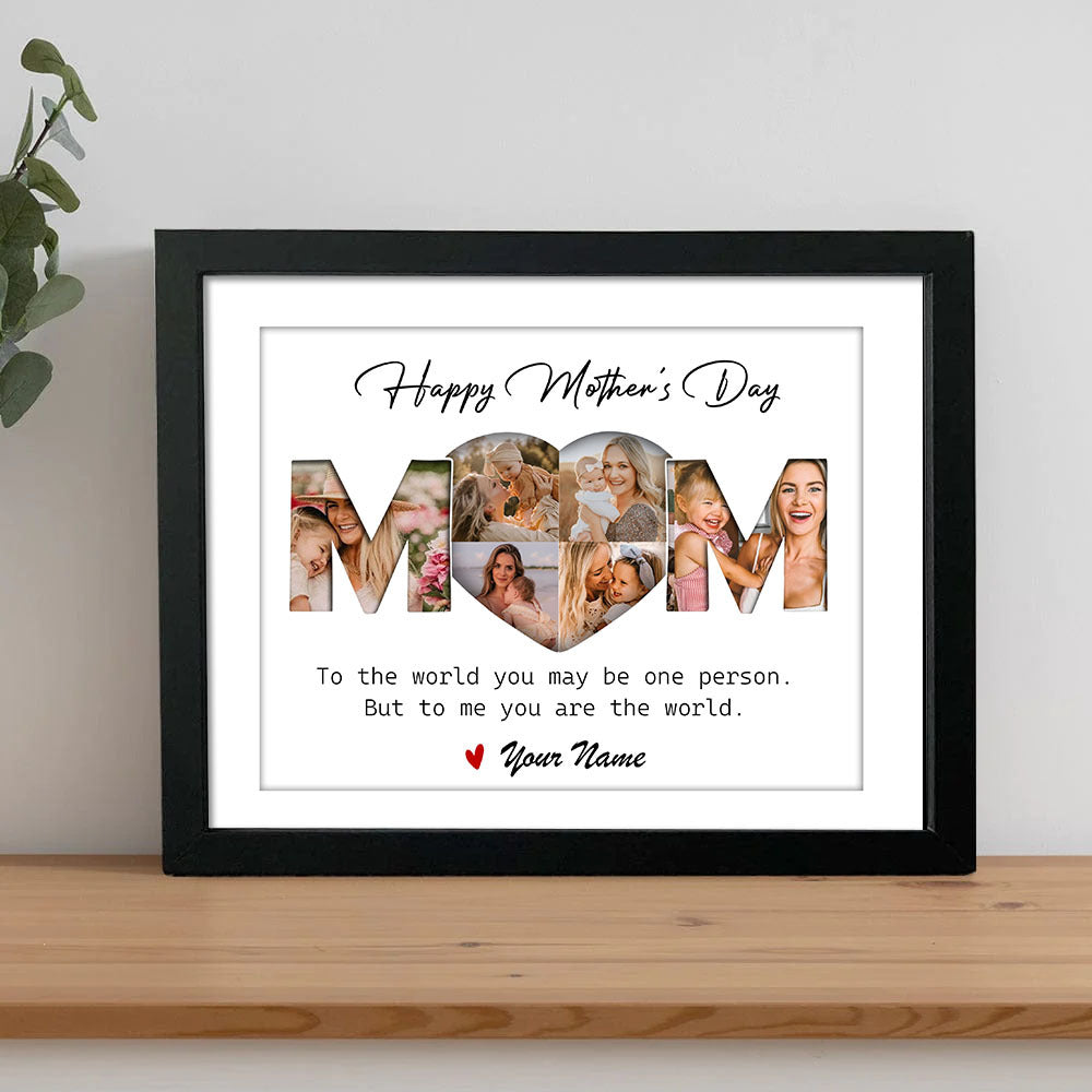 Custom Happy Mother's Day Mom Photo Collage Picture Frame, Gift For Mom/Grandma AA