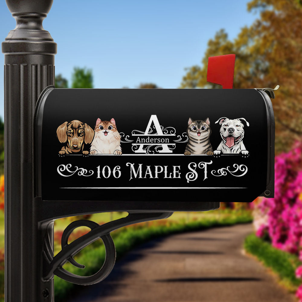 Custom Family Monogram Dog Cat Mailbox Cover, Pet Lover Gift AF