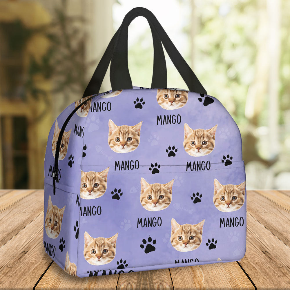 Custom Paws With Dog Cat Photo Lunch Bag, Pet Lover Gift AI