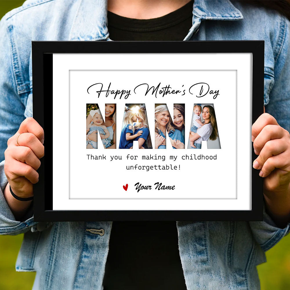 Custom Happy Mother's Day Grandma Photo Collage Picture Frame, Gift For Mom/Grandma AA