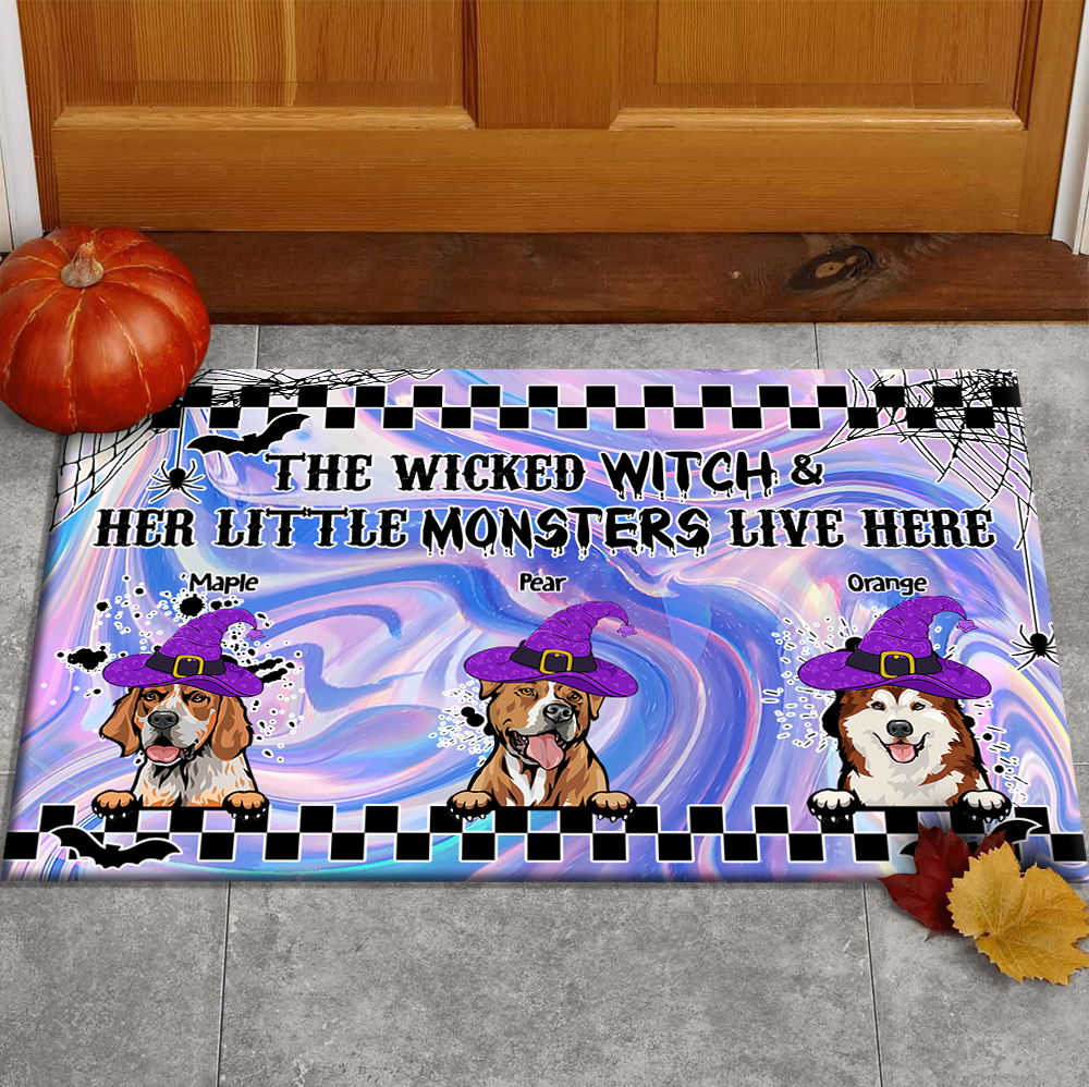 Wicked Witch Hologram Halloween Dogs Doormat, Dog Lover Gift AB