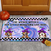 Thumbnail for Wicked Witch Hologram Halloween Dogs Doormat, Dog Lover Gift AB