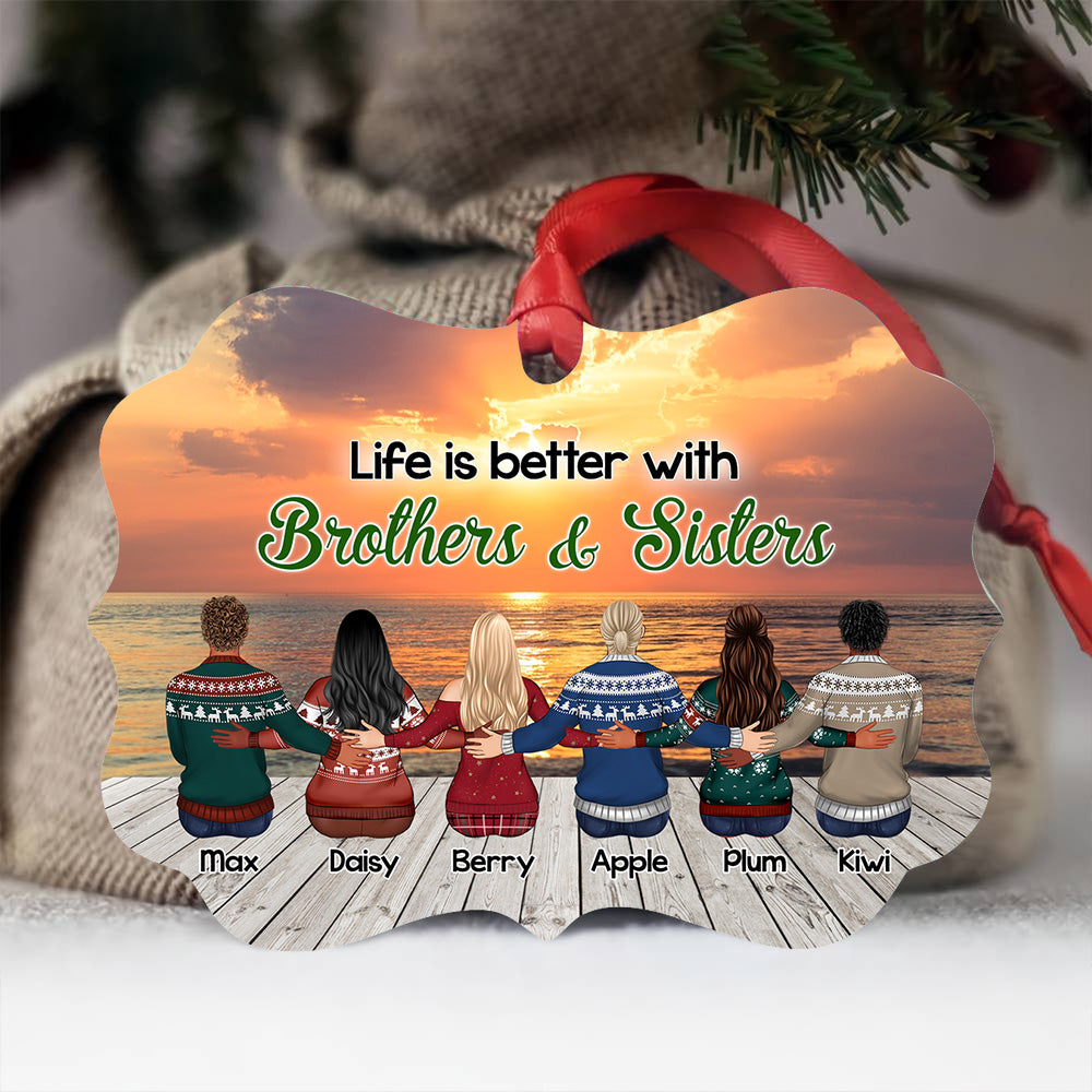 Personalized Family Members Brother Sister MDF Ornament AE
