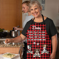 Thumbnail for Personalized Dog Be Watching You Checked Pattern Mom Grandma Apron, Gift For Dog Lover AI