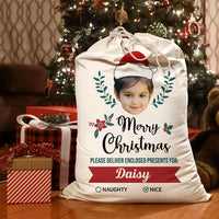 Thumbnail for Custom Holly Flower Photo Christmas Bag, Christmas Gift AB