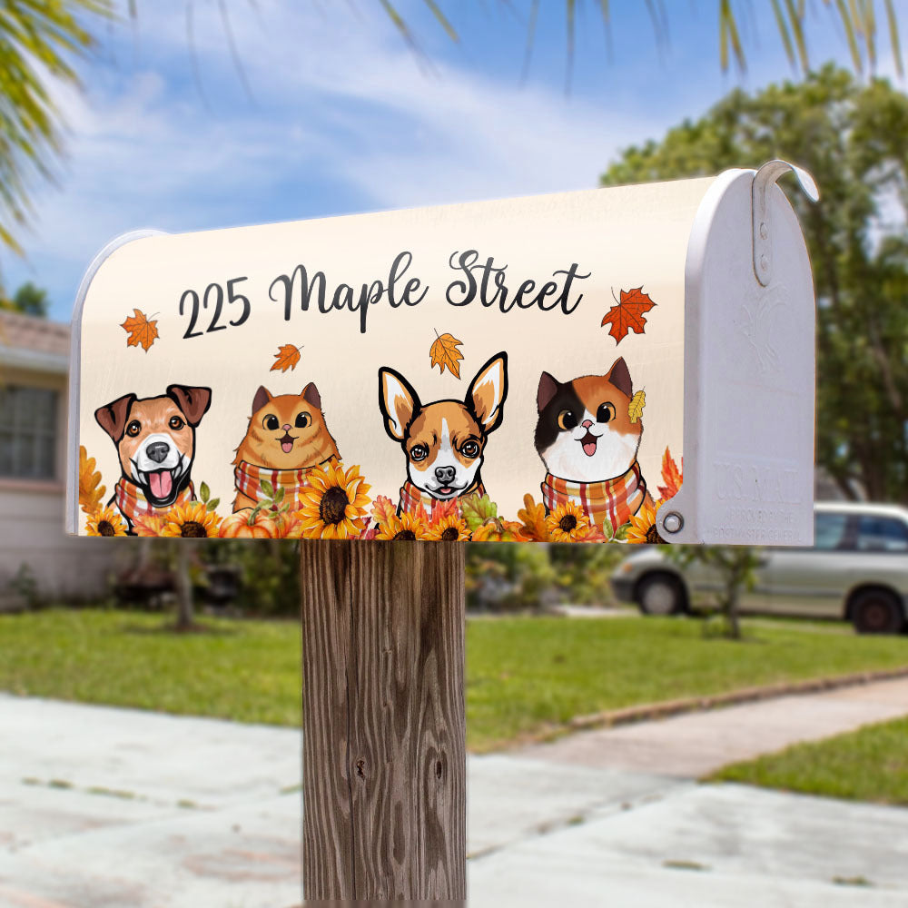 Hello Fall Dog Cat Mailbox Cover, Dog Lover Gift AF
