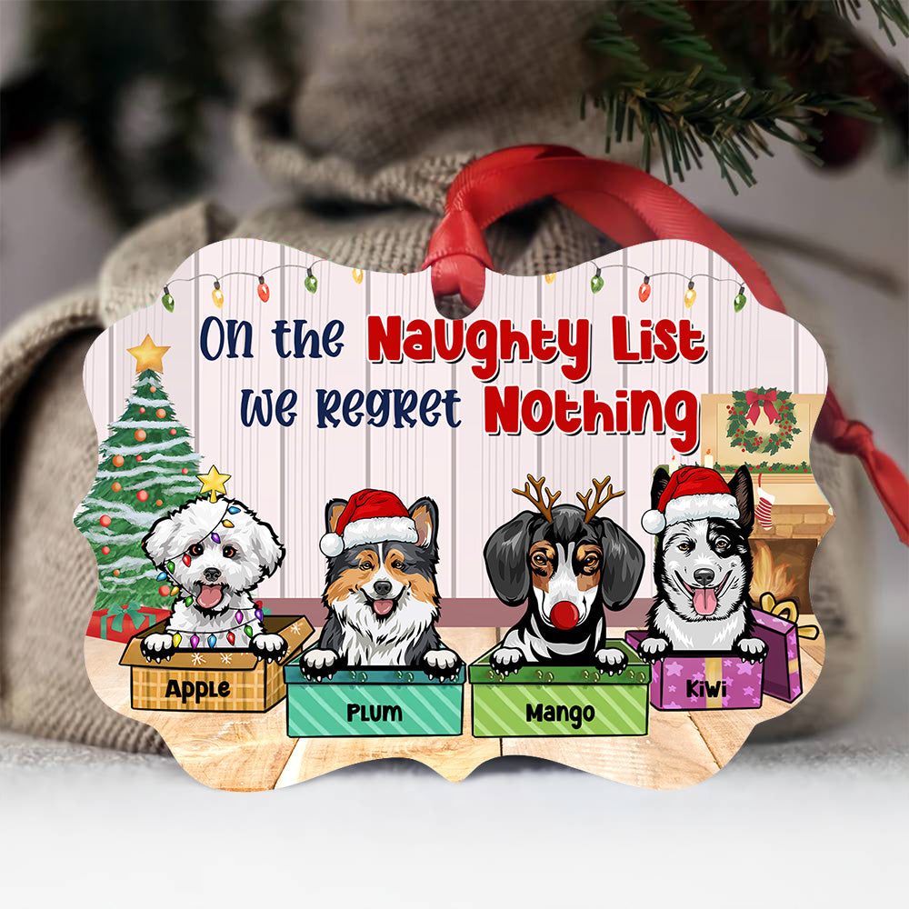 On The Naughty List Personalized Dog Christmas MDF Ornament, Customized Holiday Ornament AE