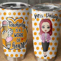Thumbnail for Teaching Is A Work Of Heart Teacher Tumbler, Back To School DIY Gift AA