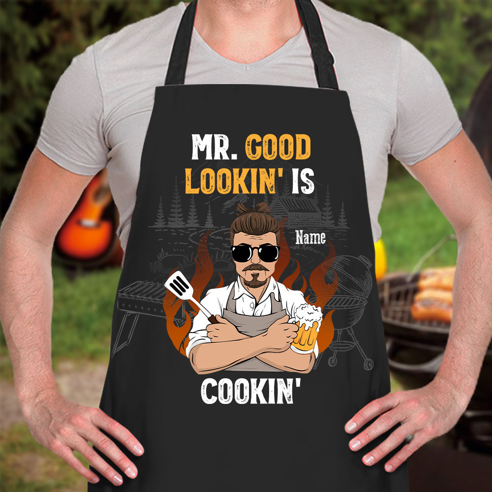 Mr. Good Lookin' Is Cookin' Dad Apron, Gift For Dad AI