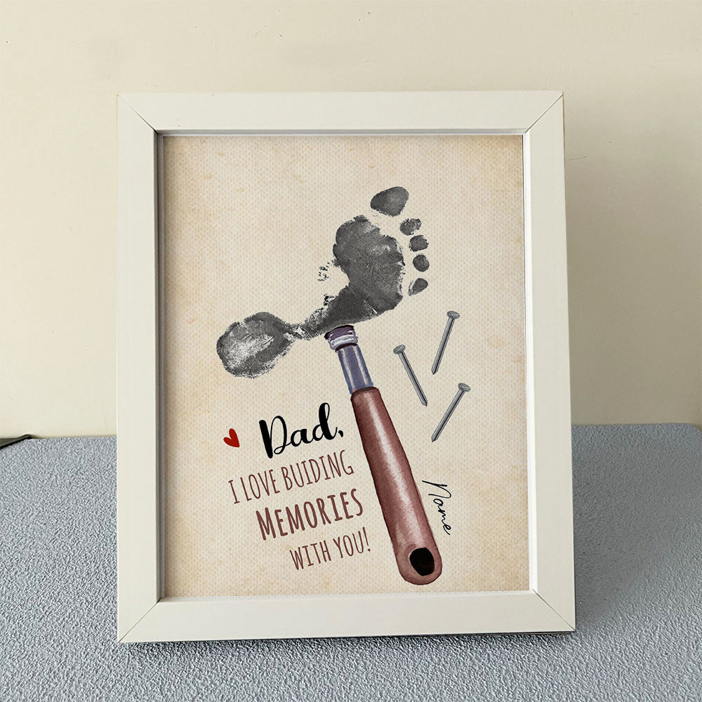 Dad I Love Building Memories With You Photo Frame, Kids Footprint Keepsake AA