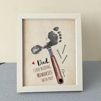 Thumbnail for Dad I Love Building Memories With You Photo Frame, Kids Footprint Keepsake AA
