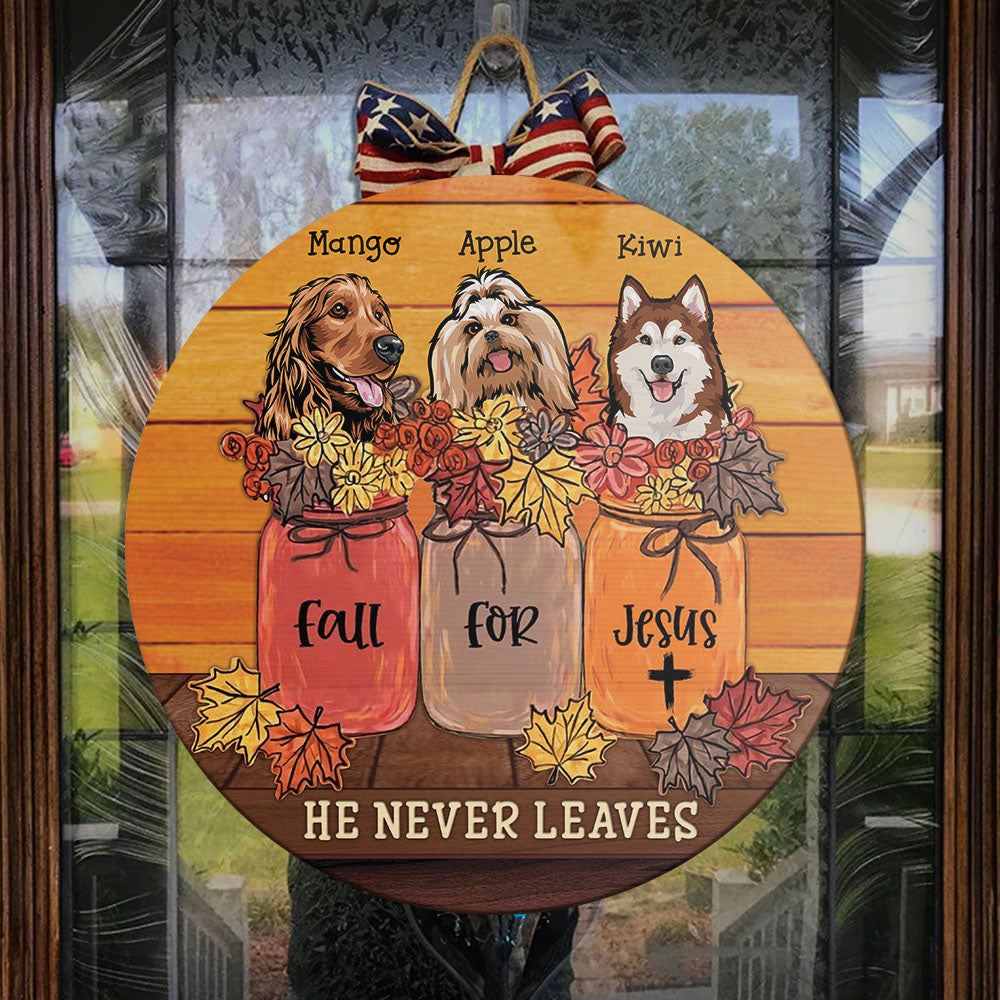 Fall for Jesus Dog Door Sign, Wooden Home Decor Gift Z