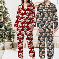 Thumbnail for Custom Pet Face Vintage Pajamas Set, Dog Cat Lover Gift AB