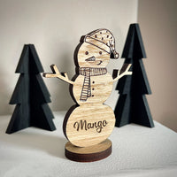 Thumbnail for Christmas Personalised Wooden Snowman Table Decorations Place Names, Christmas Gift For Friends YHN-THUY