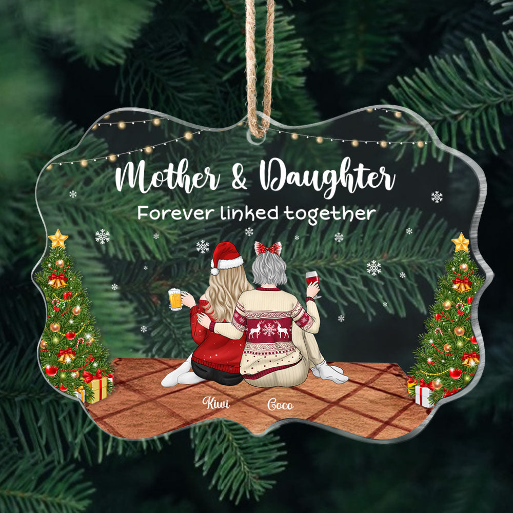 Mother & Daughters Forever Linked Together Printed Acrylic Ornament AE