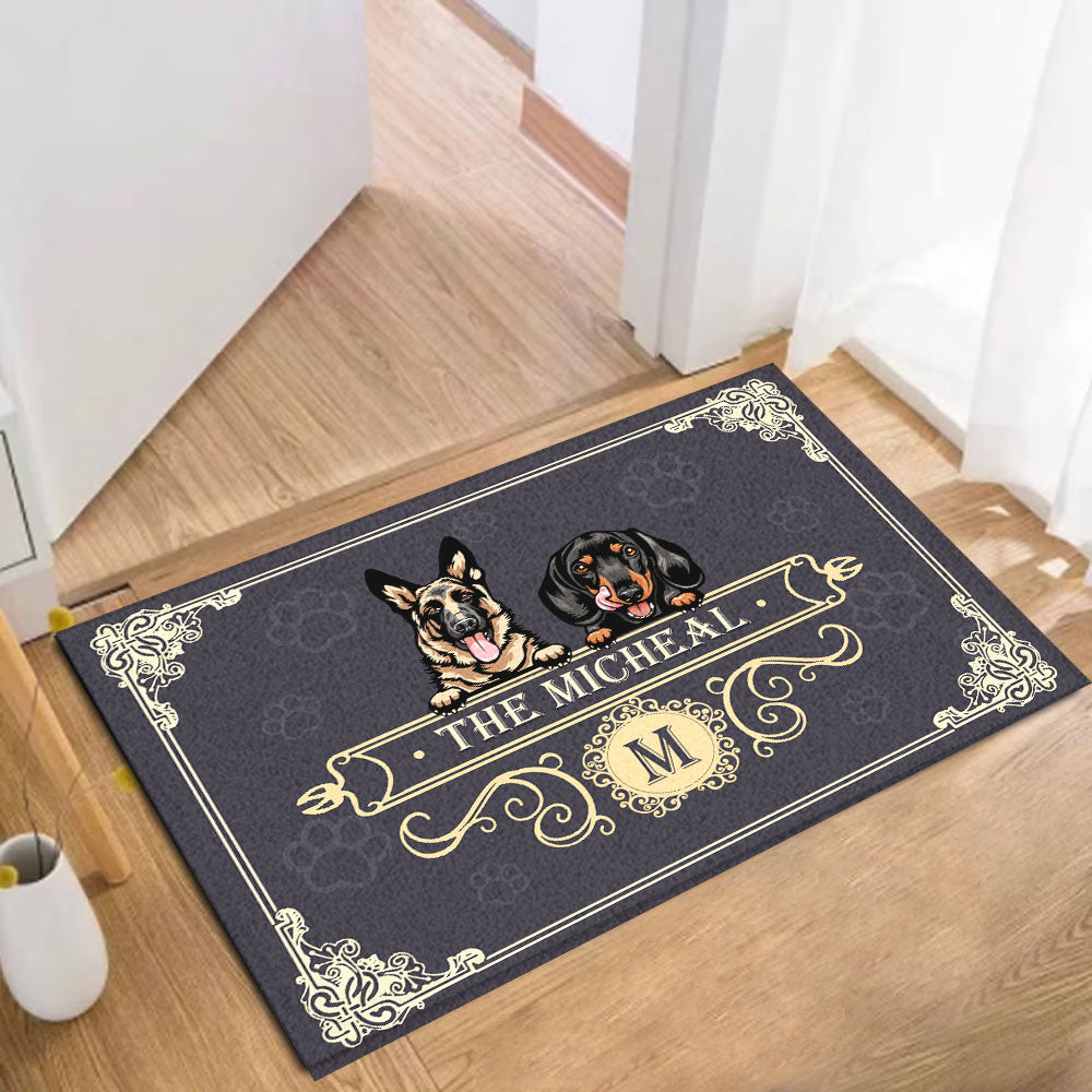 Personalized Elegant Dog Lover Family Welcome Doormat, Elegant Gift For Dog Lovers AB