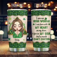 Thumbnail for Personalized Irish American Girl Praying Tumbler, Gift For Patrick's Day AA