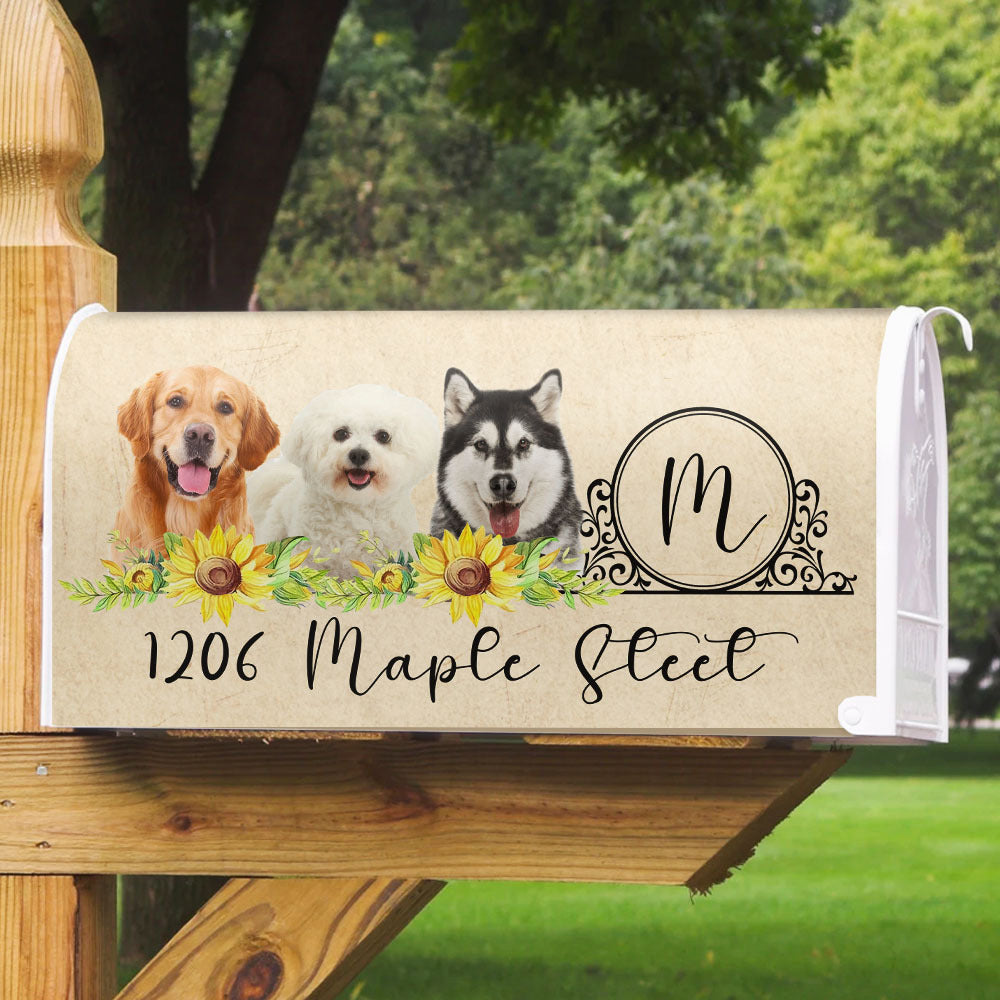 Flowers With Pet Photo Mailbox Cover, Upload Photo Mailbox AF
