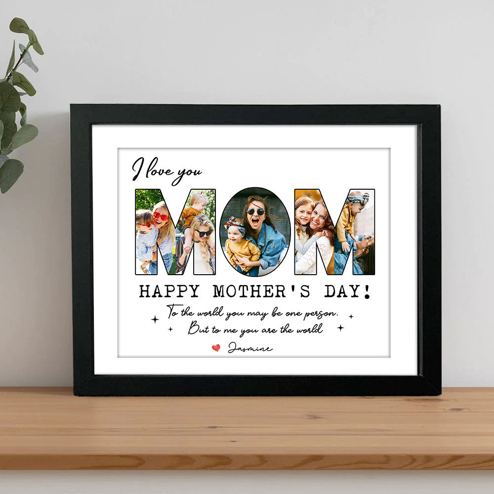 Custom We Love You Mom Photo Collage Picture Frame, Gift For Mom/Grandma AA