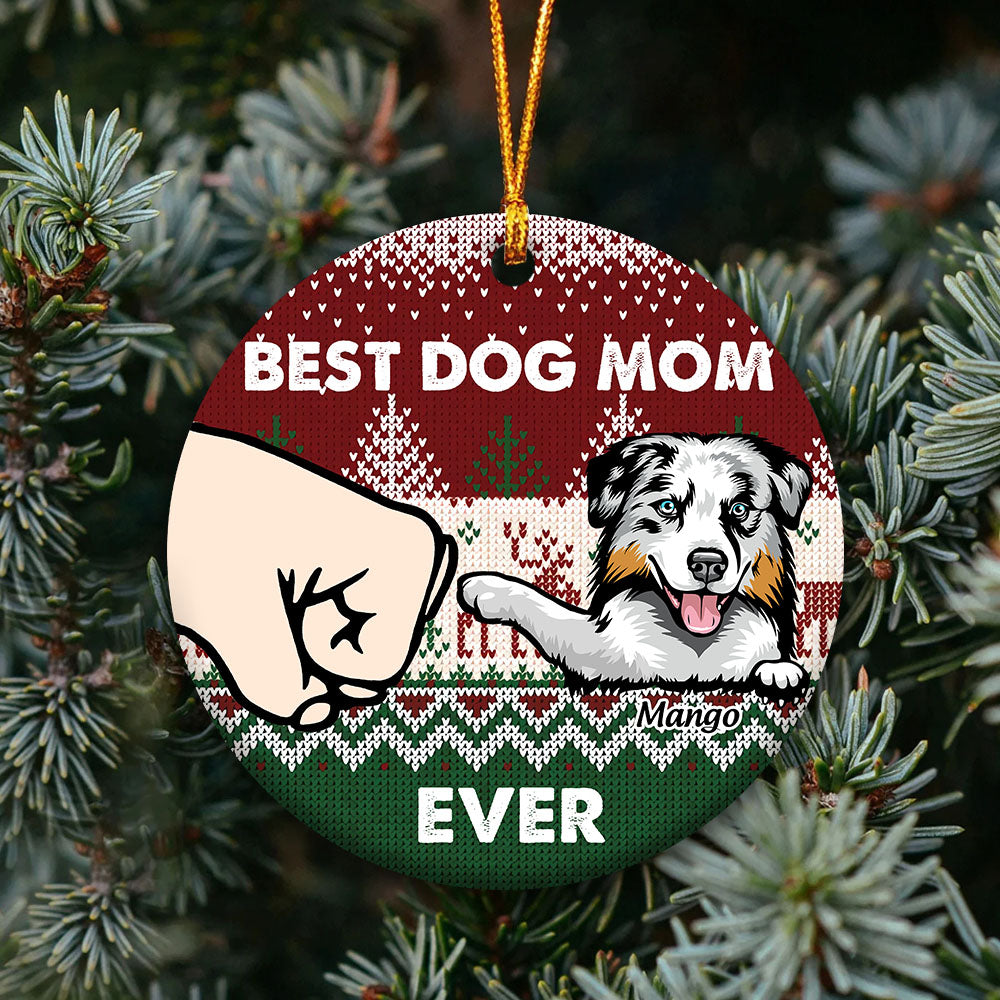 Personalized Best Dog Dad Ever Christmas Ceramic Ornament, Personalized Decorative Ornament AE