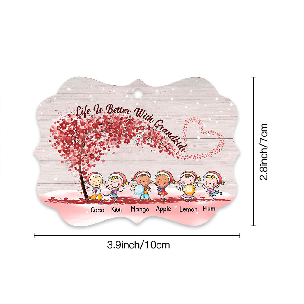 Personalized Life Is Better With Grandkids Printed Wood Benelux Ornament, Christmas Gift For Mom Grandma AE