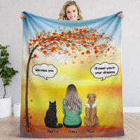 Thumbnail for Autumn Dog Back I Miss You Personalized Blanket, Custom Cat Fall Gift AB