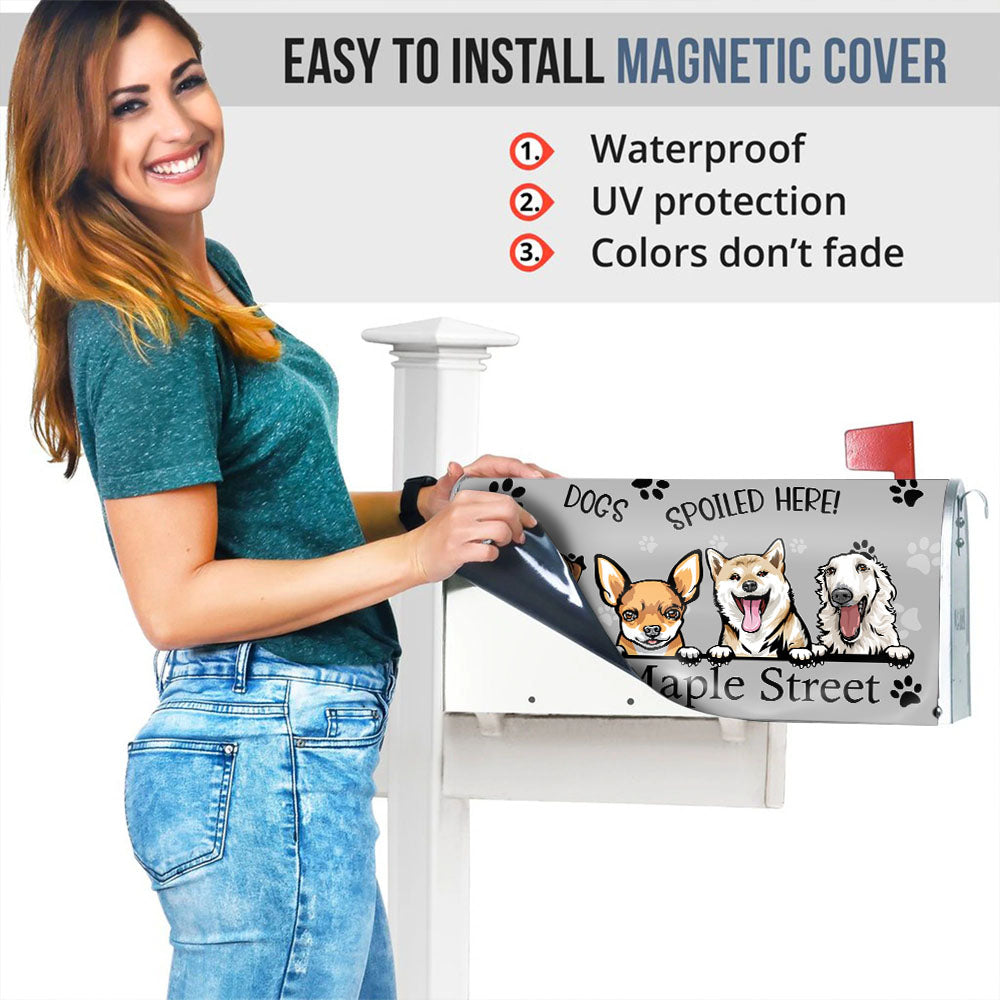 Dogs Spoiled Here House Address Magnetic Mailbox Cover, Personalized Mailbox Cover AF