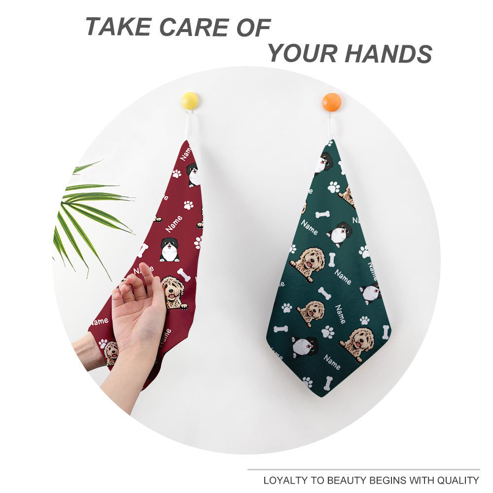 Custom Dog Pattern Hand Towel, Pet Lover Gift JonxiFon