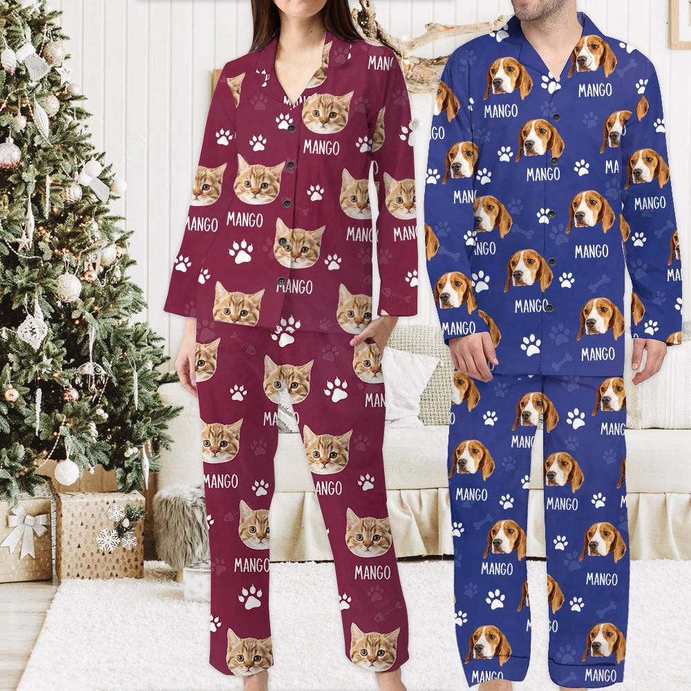 Custom Paws With Dog Cat Photo Pajamas Set, Pet Lover Gift FC