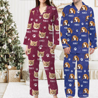 Thumbnail for Custom Paws With Dog Cat Photo Pajamas Set, Pet Lover Gift FC