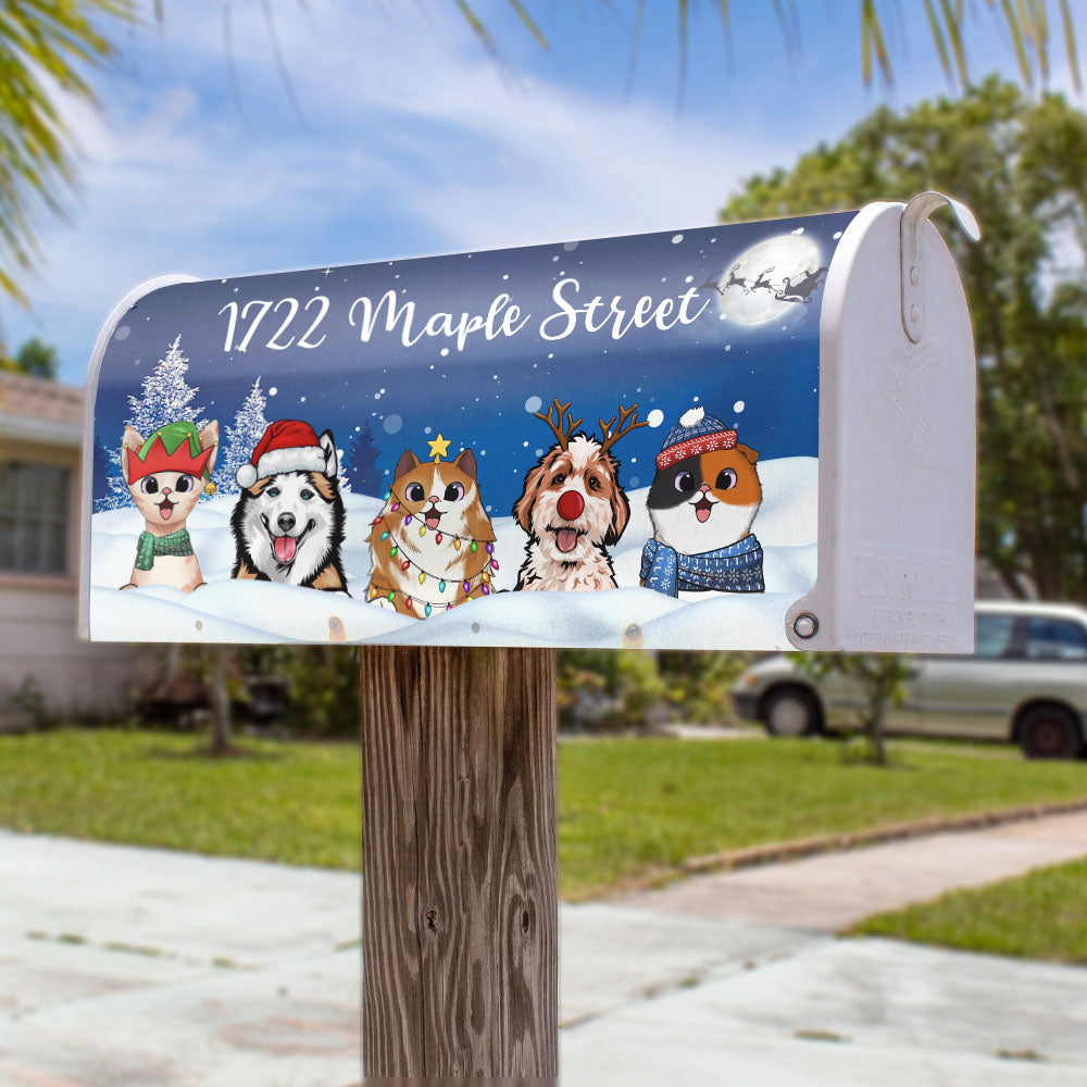 The Night Sky Of Christmas Dog Cat Mailbox Cover, Winter Mailbox AF