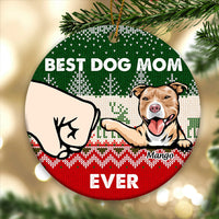 Thumbnail for Personalized Best Dog Dad Ever Christmas Ceramic Ornament, Personalized Decorative Ornament AE