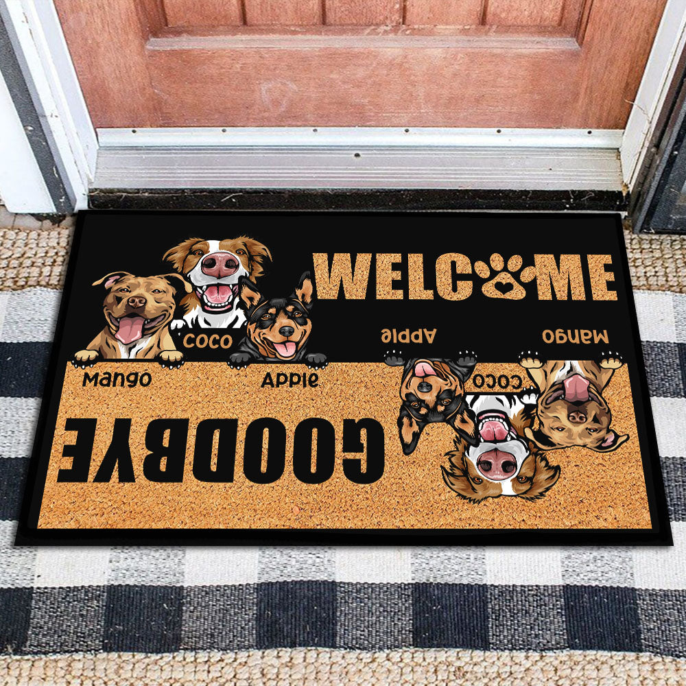 Custom Welcome Goodbye Dog Doormat, DIY Home Decor AB