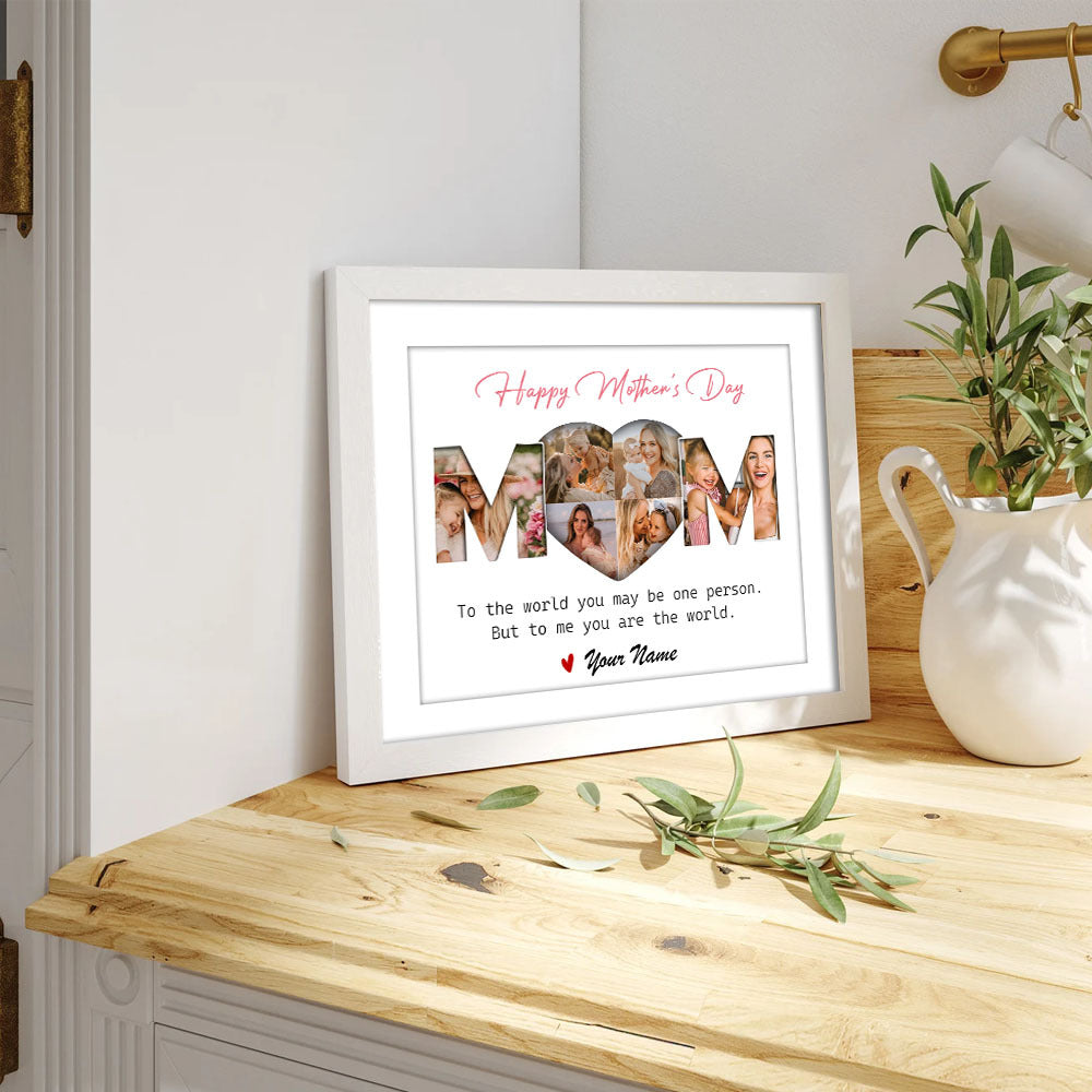 Custom Happy Mother's Day Mom Photo Collage Picture Frame, Gift For Mom/Grandma AA