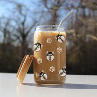 Thumbnail for Custom Photo Face Glass Bottle/Frosted Bottle With Lid & Straw, Pet Lover Gift AF