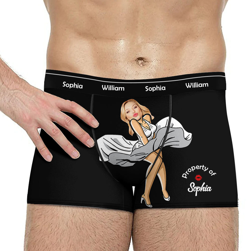 Upload Face Photo Cartoon Girl Men's Boxer Briefs, Gift For Him AI