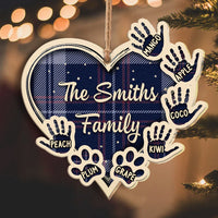 Thumbnail for Personalized Handprint Pawprints Family Member Gift Printed Acrylic Ornament, Customized Holiday Ornament AE