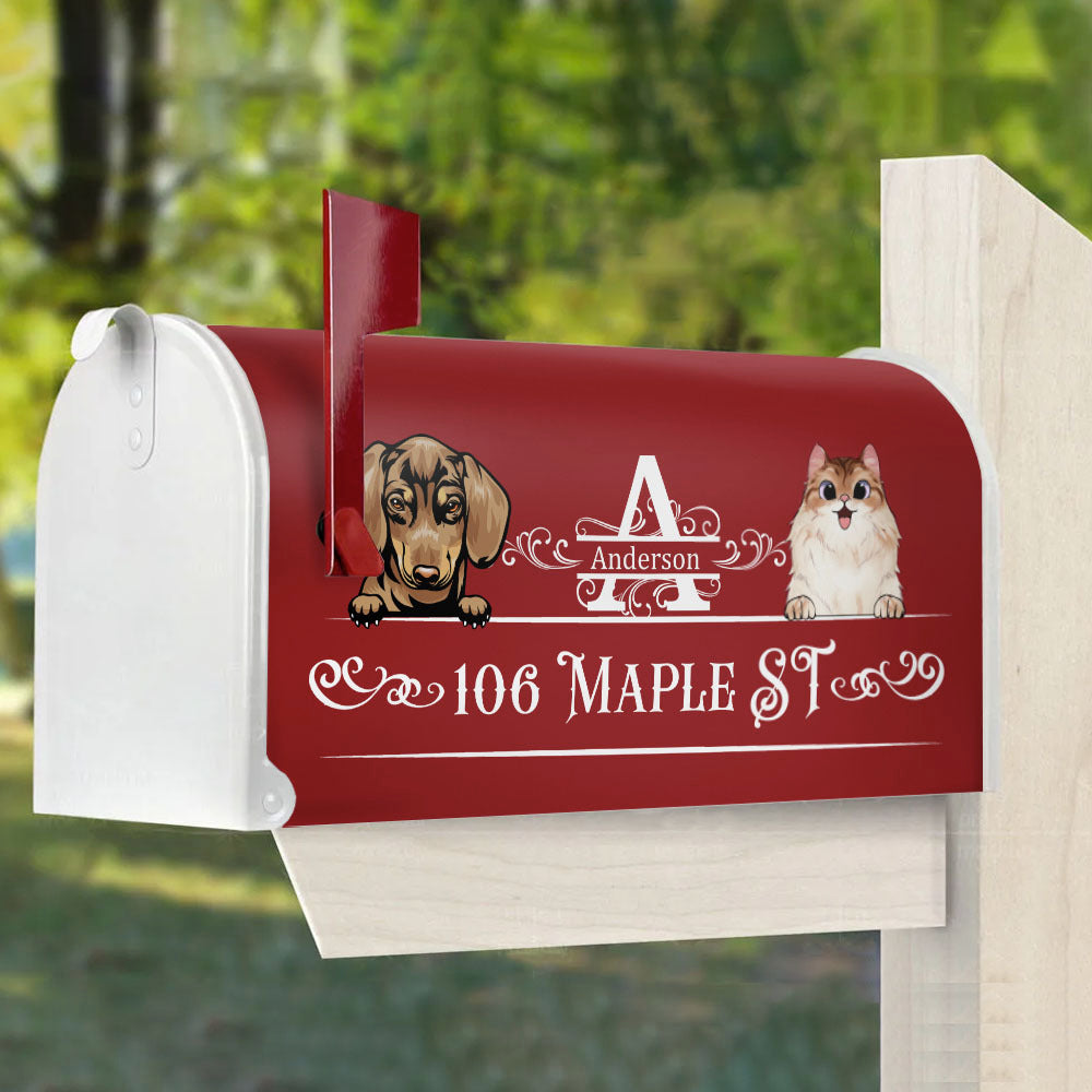 Custom Family Monogram Dog Cat Mailbox Cover, Pet Lover Gift AF
